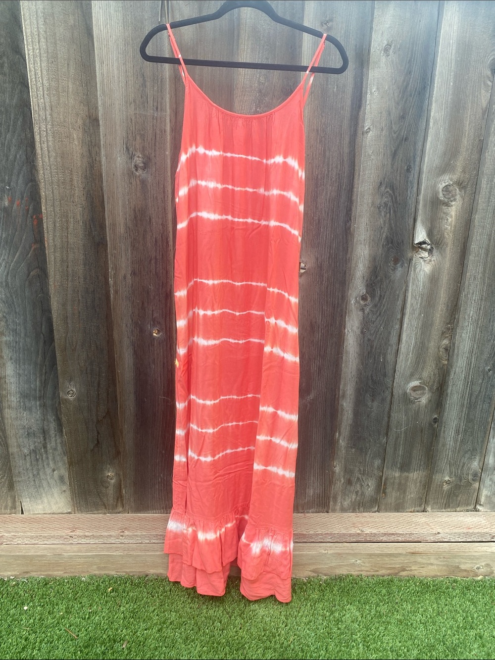 Rip Curl Coral and White Tie-Dye Maxi Dress
